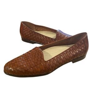 Trotters Liz Loafers Womens 10.5 Brown Woven Leather Slip On Comfort Shoes
